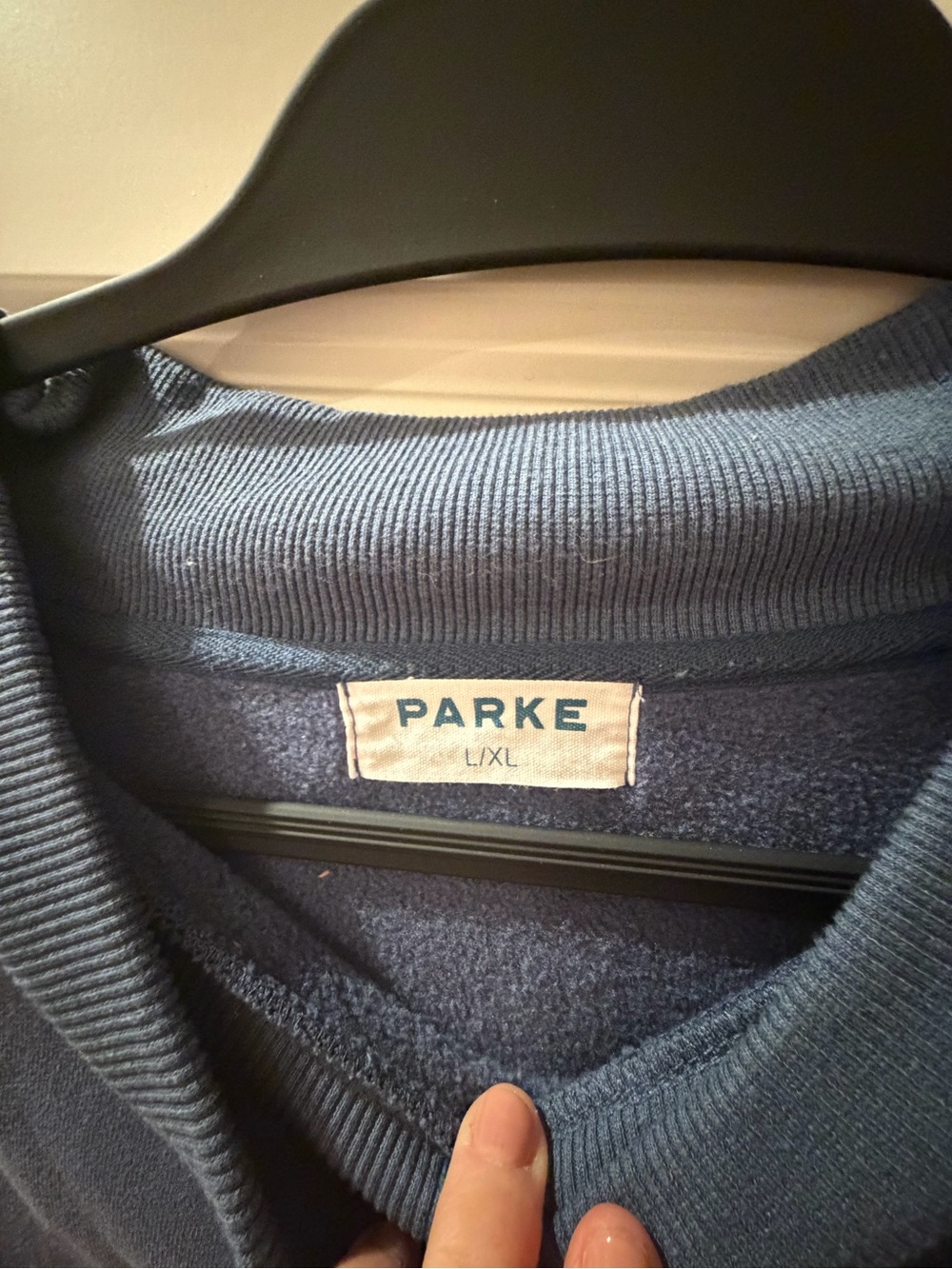 Parker Navy Blue Crewneck Sweatshirt with White Label - Picture 4 of 6